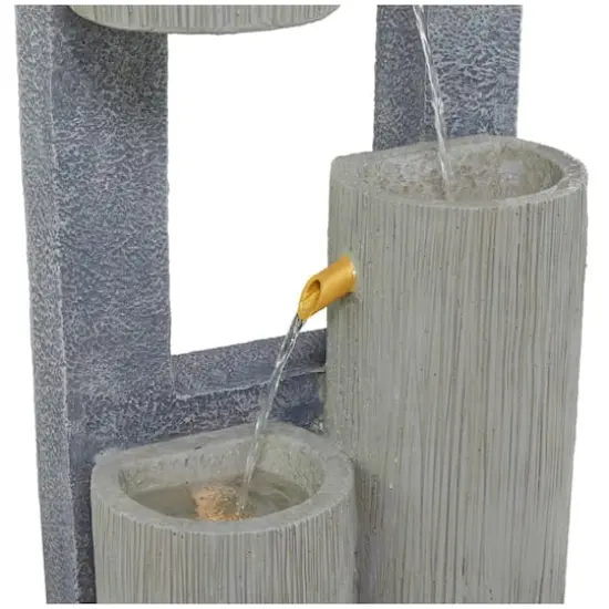 37.5" Gray Fiberglass 3-Tier Fountain with LED Light {4}