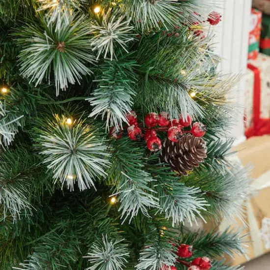 4ft. Pre-Lit Pine Artificial Christmas Porch Tree, Warm White LED Lights {5}