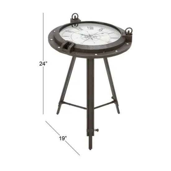 24" Black Metal Industrial Standing Clock Accent {6}