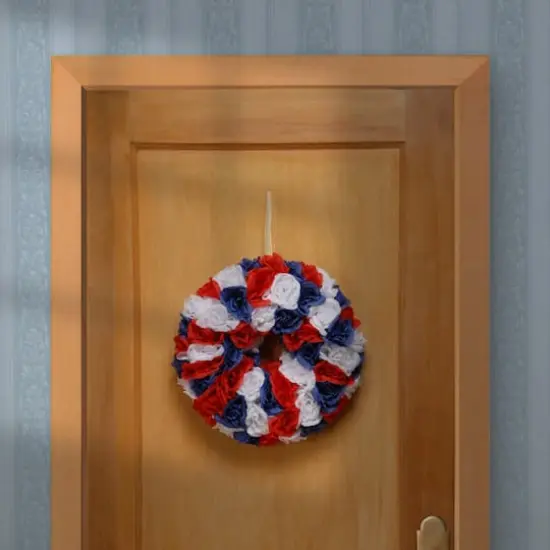 14" Patriotic Rose Wreath {3}