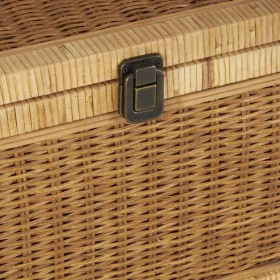 Brown Rattan Storage Box Set with Wrapped Light Brown Edges {6}