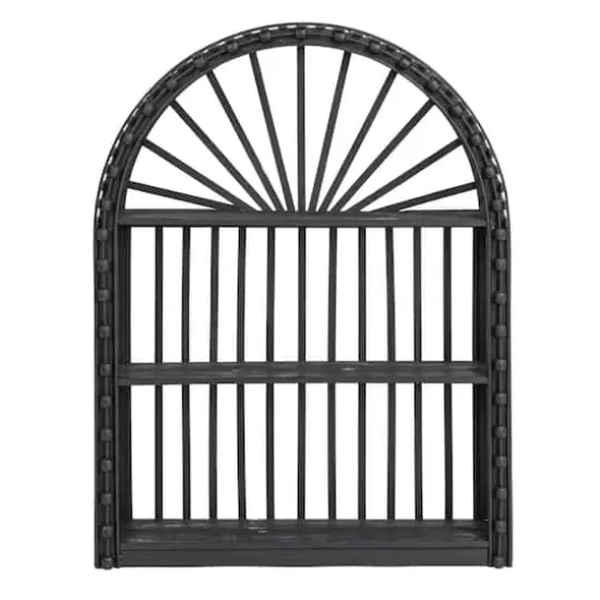 Hello Honey&reg; Black Arched Bamboo & Wood Wall Shelf {5}