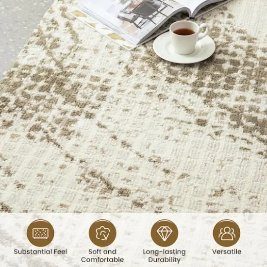 Glitzhome&reg; 5ft. x 8ft.Ivory & Tan Abstract Area Rug {6}