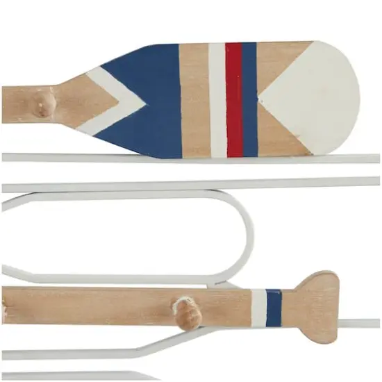 Light Brown Wood 12 Hangers Paddle Wall Hook with Stripe Patterns Set of 2 30", 29" {4}