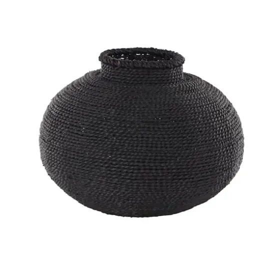 15" Black Metal Handmade Wrapped Vase {7}