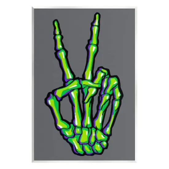 Stupell Industries Green Skeleton Peace Hand Wall Plaque Art {1}