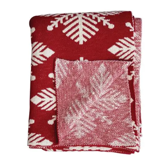 Hello Honey&reg; Red & White Snowflake Two-Sided Cotton Knit Slub Throw {1}