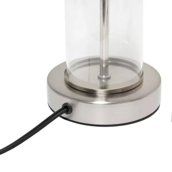 Simple Designs 17" Encased Metal & Clear Glass Table Lamp White/Brushed Nickel {9}