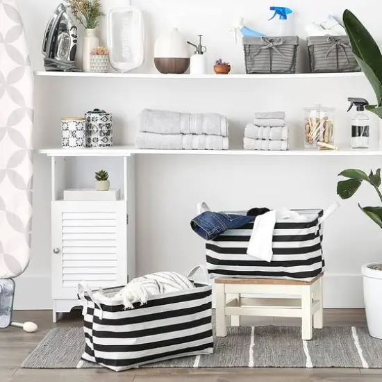 DII&reg; Striped Laundry Bins, 2ct. Black Stripe {5}