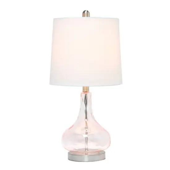 Lalia Home 23" Glass Table Lamp with White Fabric Shade Rose Quartz {3}