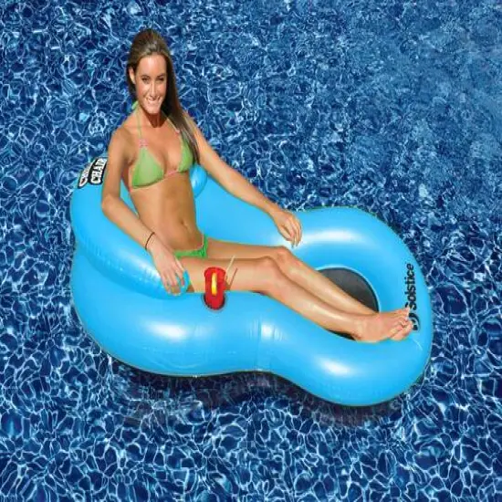 61" Inflatable Blue Chill Swimming Pool Floating Lounge Chair {5}