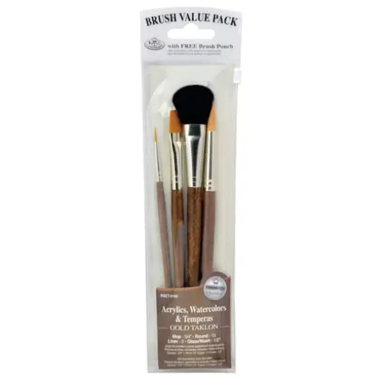 Royal & Langnickel® Zip N' Close Golden Taklon 4 Piece Mop Brush Set {1}