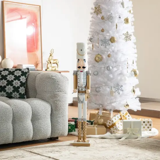 Glitzhome&reg; 42" Gold & White Christmas Nutcracker  {4}