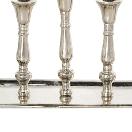 Aluminum 5 Candle Candelabra with Candle Plate Silver {7}