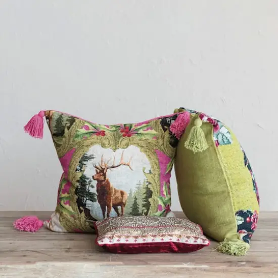 Hello Honey® 20" Bird & Floral Accent Pillow wiith Tassels {4}