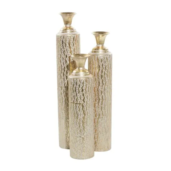Gold Metal Glam Vase Set {1}
