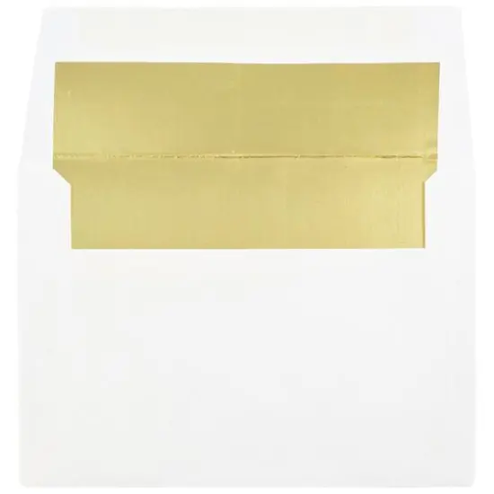 JAM Paper 4.75" x 6.5" Foil Lined Invitation Envelopes, 50ct. White with Gold Foil {1}
