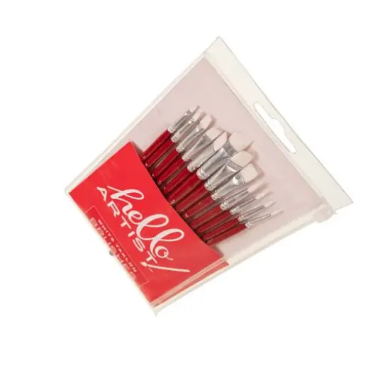 Hello, Artist! Short Handle White Taklon 12 Piece Brush Set {9}