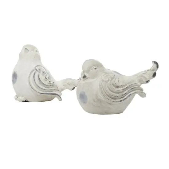 Tan Stone Country Garden Bird Sculpture Set {1}