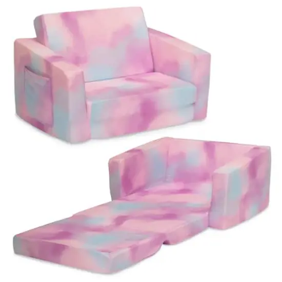 Delta Children Pink Tie Dye Cozee Flip Out 2-in-1 Convertible Chair to Lounger {1}
