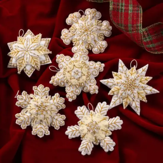 Bucilla&reg; Pearl Snowflakes Felt Ornament Kit {3}