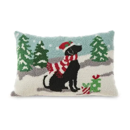 Glitzhome&reg; Hooked Christmas Dog Pillow {1}