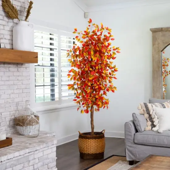 7ft. Autumn Ficus Artificial Fall Tree {5}