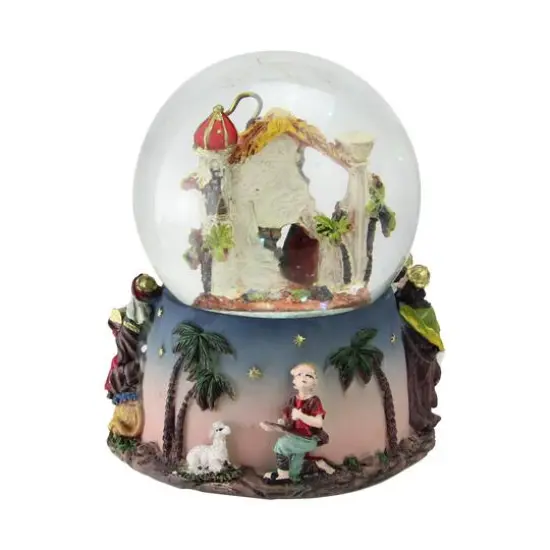 6" Nativity Manger Scene Musical Christmas Snow Globe {3}