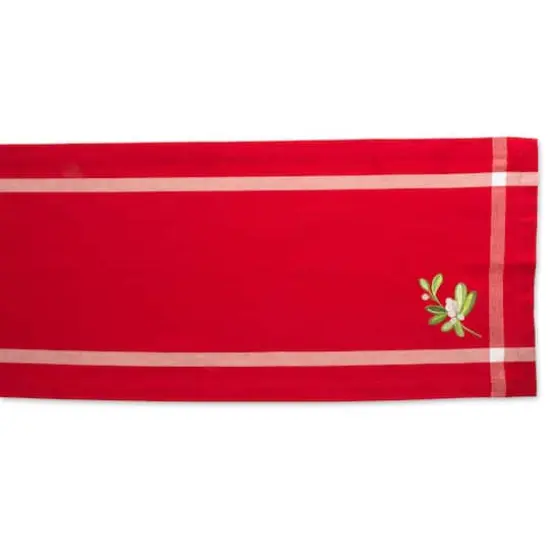 DII&reg; 72" Red Embroidered Mistletoe Corner with Border Table Runner {4}