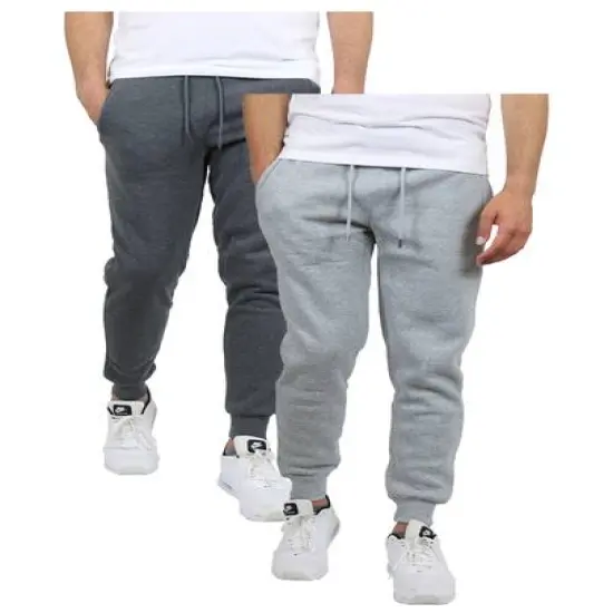 Galaxy by Harvic Men's Fleece-Lined Jogger Sweatpants 2 Pack Heather Gray/Charcoal {1}