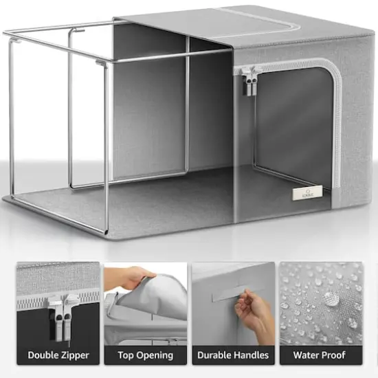 Sorbus Large Foldable & Stackable Storage Bags with Windows Set Gray {4}