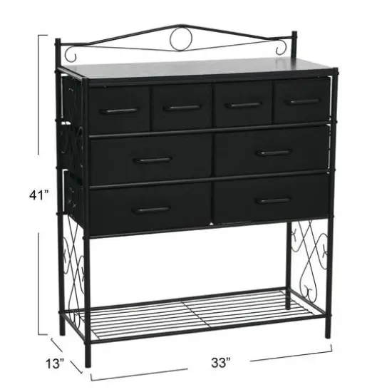 Household Essentials Victoria 8-Drawer Dresser with Shelf Black {4}