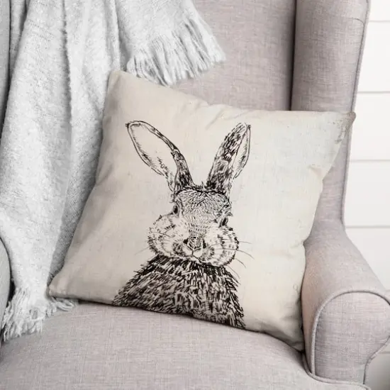 Ink Drawing Bunny Pillow 2 18" x 18" Throw Pillow {4}
