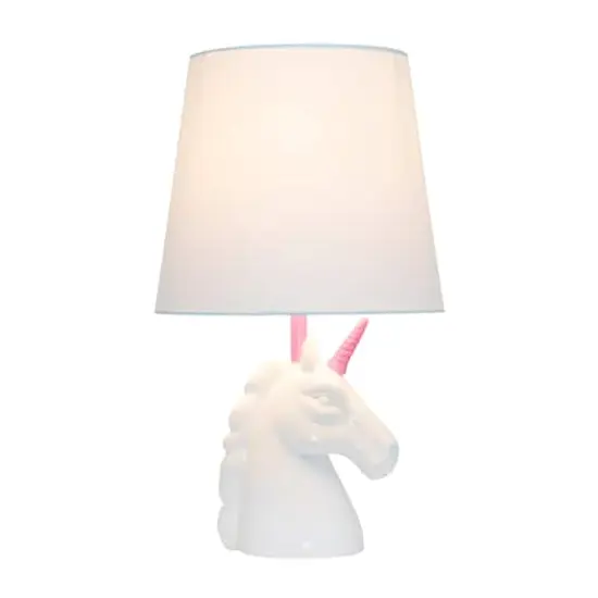 Simple Designs 15.5" Unicorn Table Lamp White/Pink Glitter {3}
