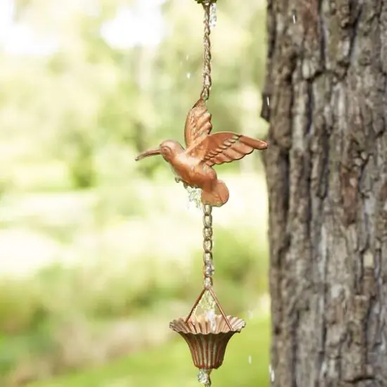 69" Iron Hummingbird Rain Chain {3}