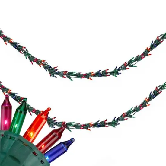 300ct. Multicolor Mini Christmas String Light Garland with Green Wire {1}