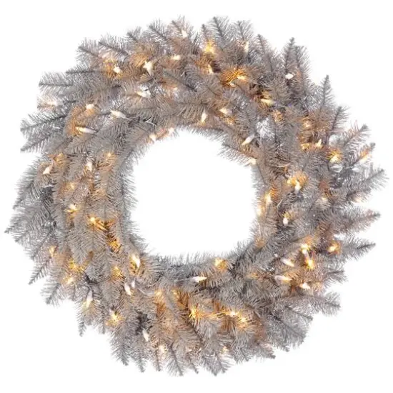 36" Warm White Dura-Lit&reg; LED Platinum Fir Wreath {1}