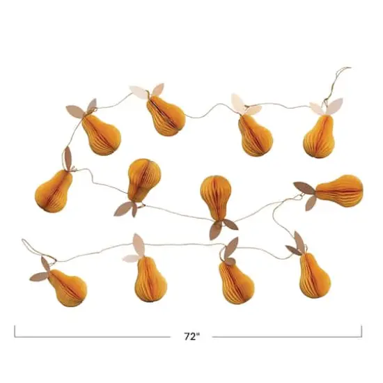 Hello Honey&reg; 6ft. Yellow Glitter Handmade Recycled Paper Honeycomb Pear Garland {5}