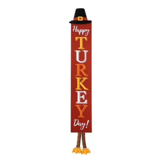 Glitzhome&reg; 58.5" Thanksgiving Wood "HAPPY TURKEY DAY" Porch Sign {7}