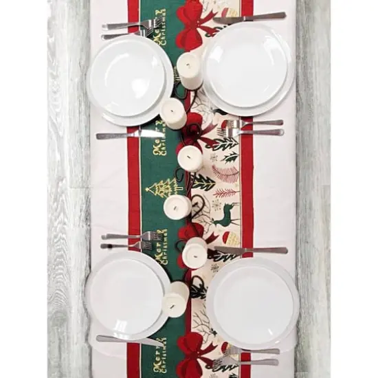 Wizardi 13.75" x 71" Festive Holiday Tree Christmas Table Runner {5}