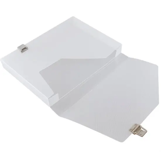 JAM Paper Plastic Box Portfolio with Side Buckle 9.75" x 13.5" Clear {5}