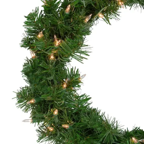 18" Pre-Lit Deluxe Windsor Pine Christmas Wreath, Clear Lights {3}