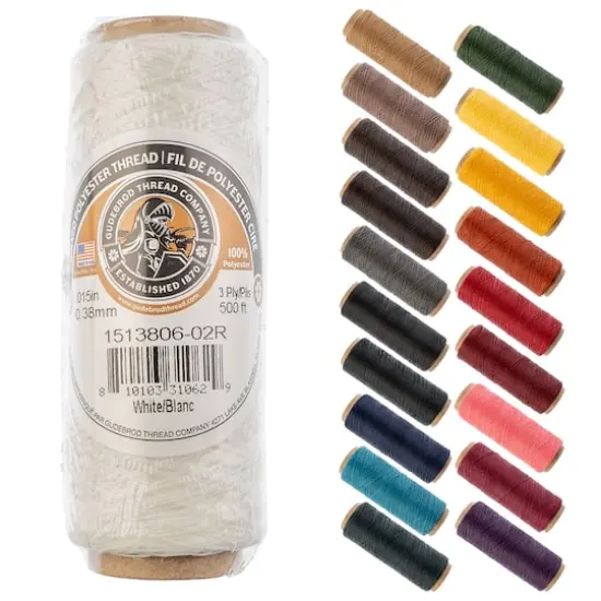 Gudebrod 0.015" 3 Ply Waxed Thread, 500ft. White {1}