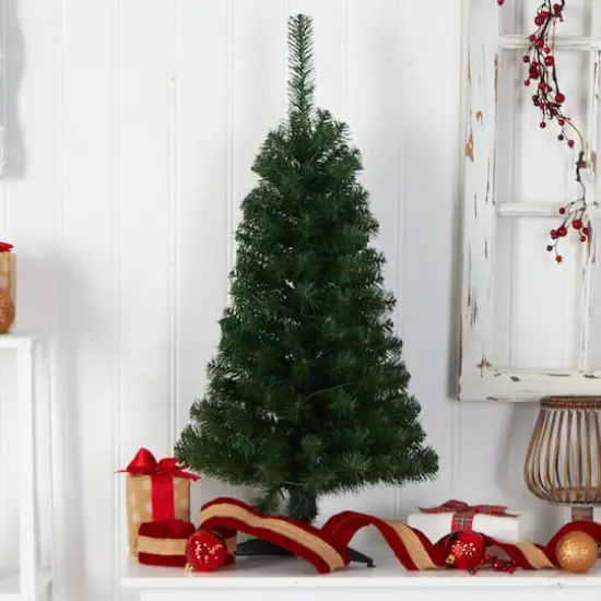 3ft. Pre-Lit Green Artificial Christmas Tree, Warm White LED Lights {9}