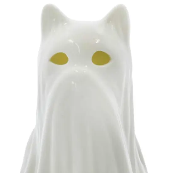6.5" White Ghost Cat Pre-Lit Ceramic Tabletop D&eacute;cor by Ashland&reg; {4}