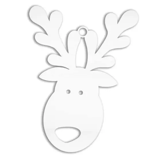 4" Baby Reindeer Metal Ornament White {1}