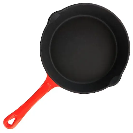 MegaChef Enameled 8" Round PreSeasoned Cast Iron Frying Pan Red {6}