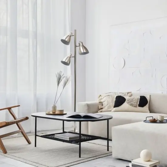 Simple Designs 64" Metal 3-Light Tree Floor Lamp Brushed Nickel {6}