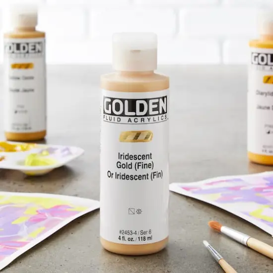 Golden&reg; Iridescent Fluid Acrylics, 4oz. Iridescent Gold Fine {3}