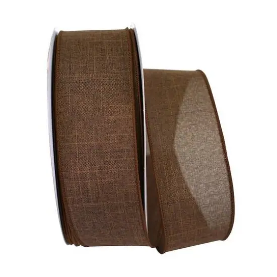 JAM Paper 2.5" x 50yd. Linen Wired Ribbon Chocolate Brown {1}